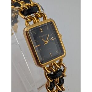 VTG Pierre Nicol Watch Women 21mm Case Gold Chain Link‎ 7" Band- New Battery